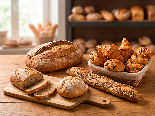 Bandeja de croissants y bollería hojaldrada de Panamar Group para desayunos de hostelería.